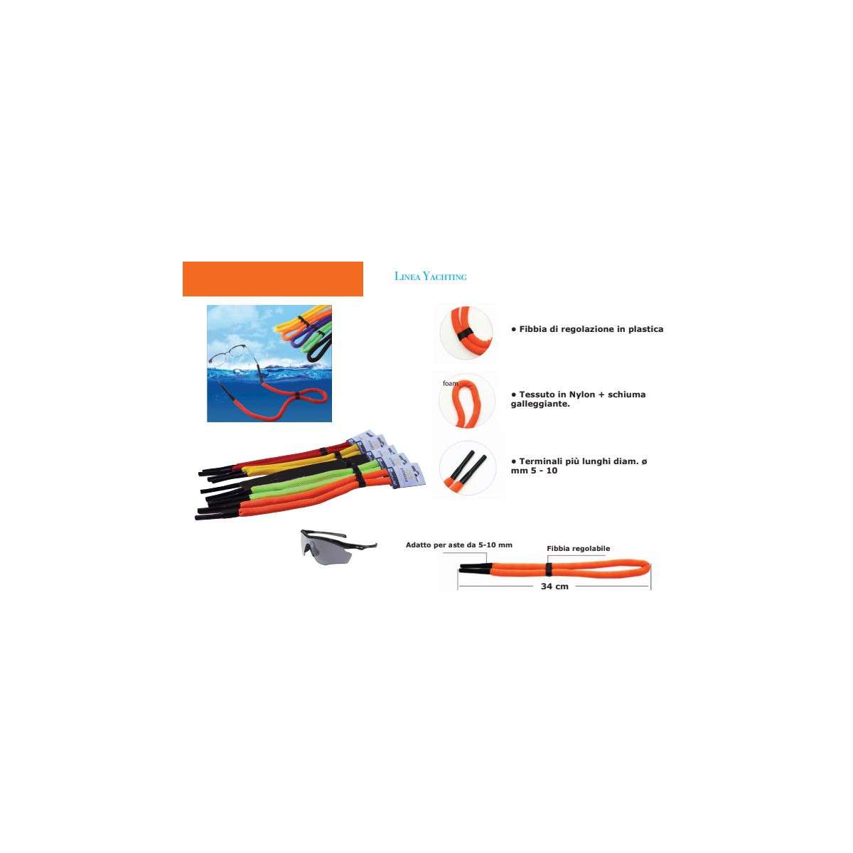Cinturino Galleggiante Per Occhiali Da Vista E Sole | Regolabile 33 Cm | 5 Pezzi Per Kayak, Pesca, Piscina